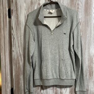 Victoria's Secret Gray and Black Quarter-Zip Hoodie